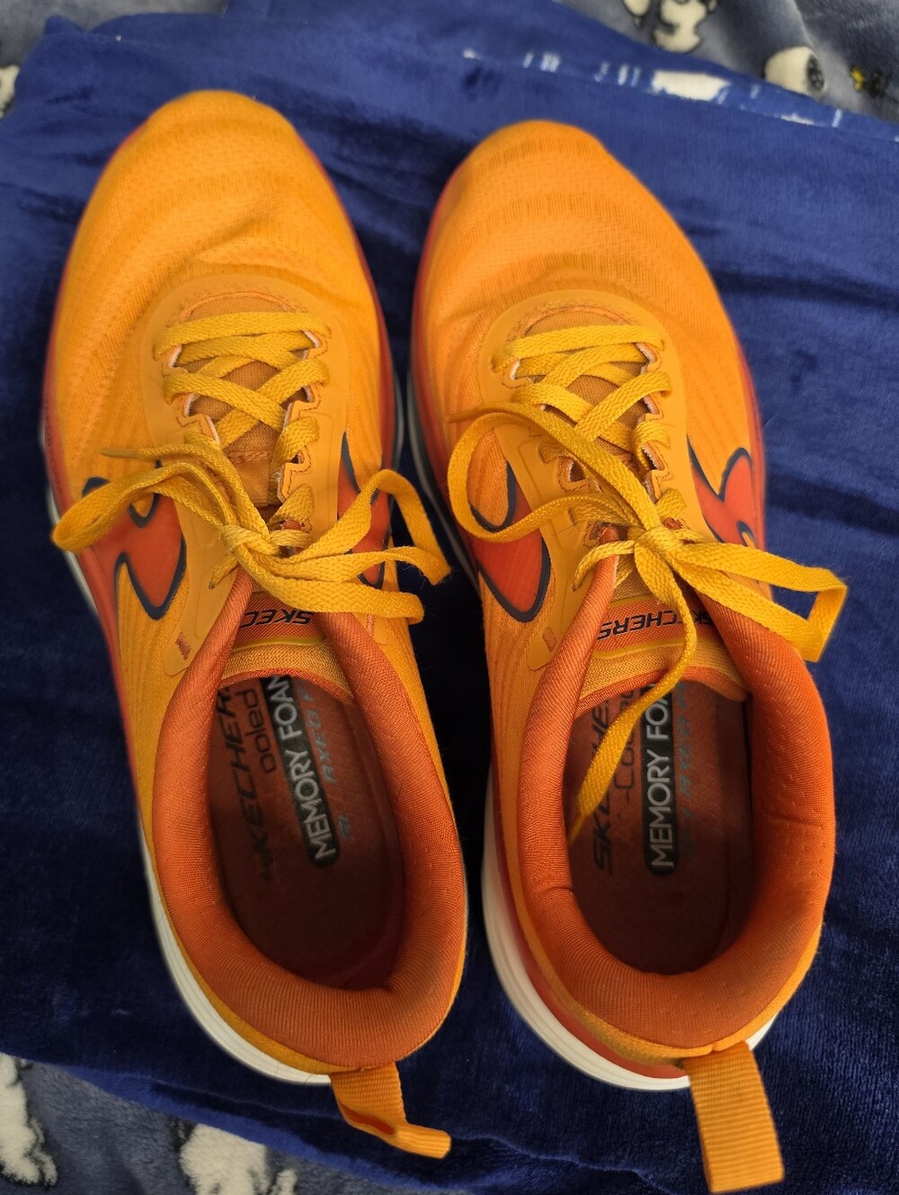 Skechers Bright Orange Lace-Up Memory Foam Sneakers